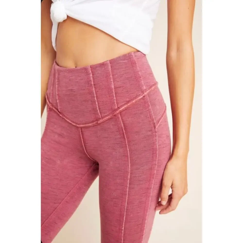 Free People High Rise Ankle Length Hybrid Leggings Size M Coral Pink